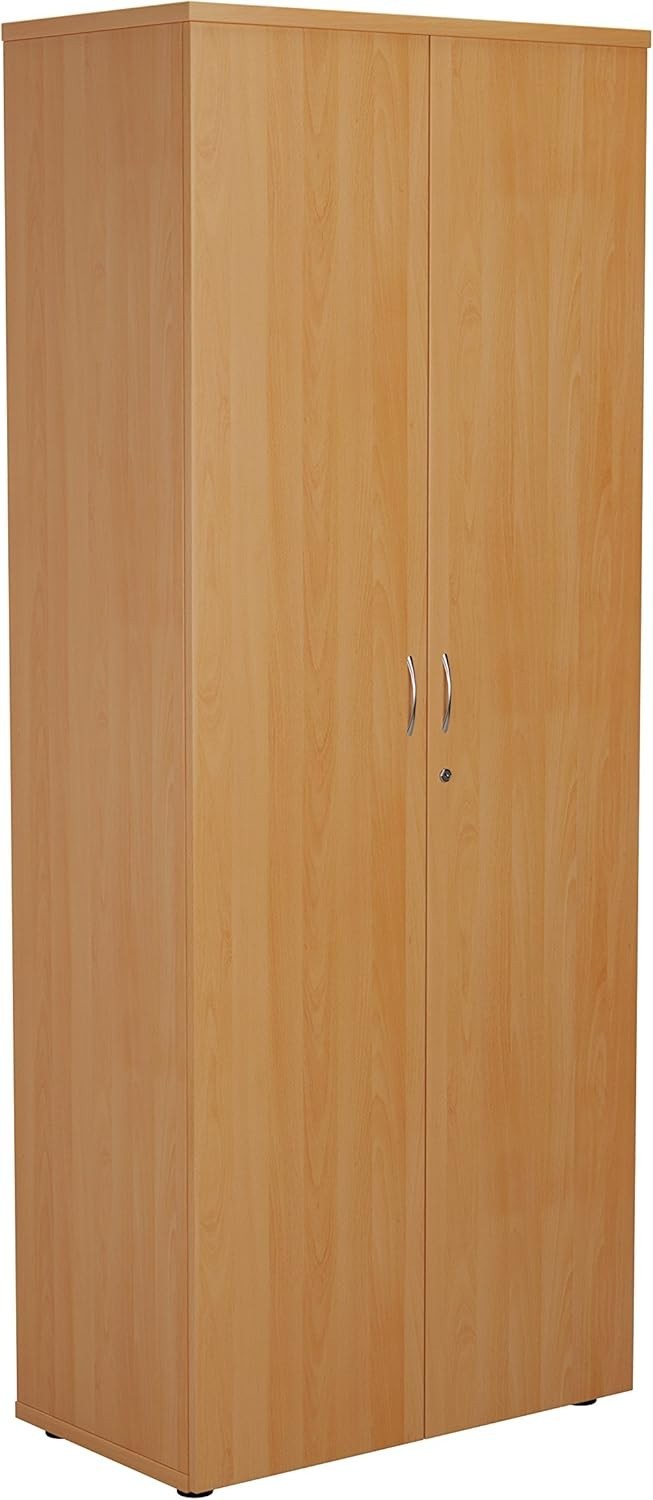 Beech Tall Office Cupboard 4 Shelf Lockable 200cm Storage Unit