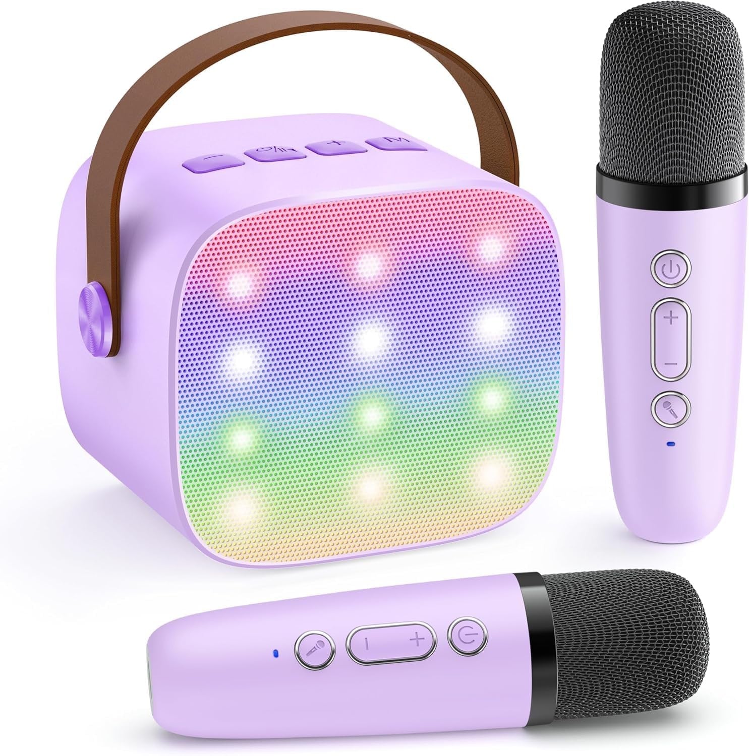 Kids Karaoke Machine 2 Wireless Mics LED Speaker Party Gift