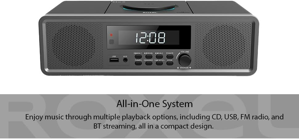 Compact Mini HiFi CD Player Bluetooth FM USB Wireless Charging 30W