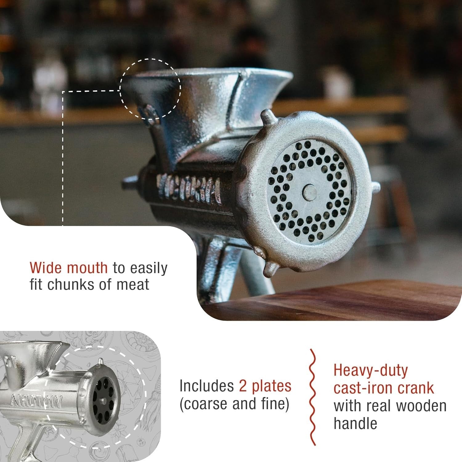 No 10 Cast Iron Meat Grinder Sausage Stuffer Manual Mincer Clamp