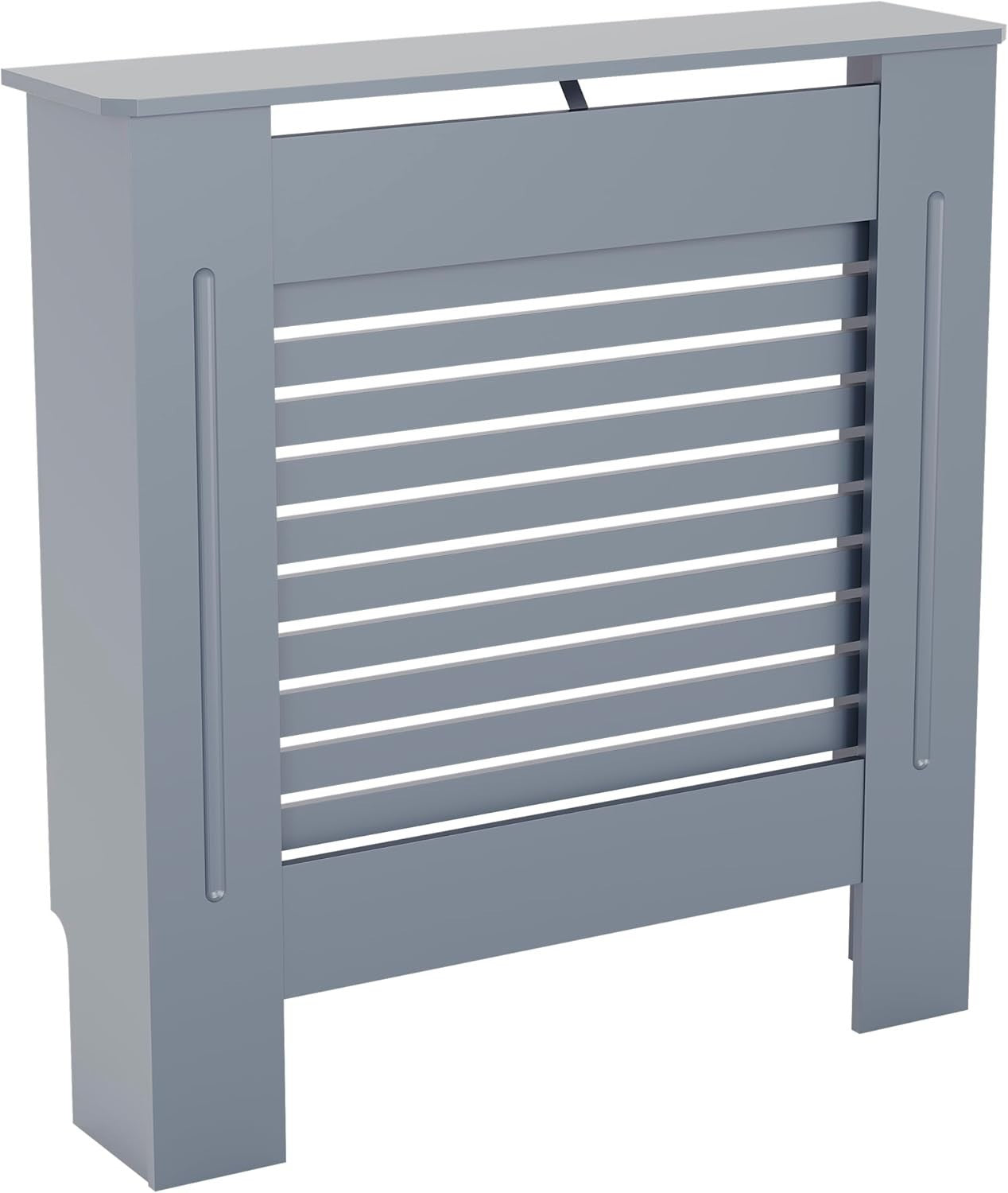 Small Grey Radiator Cover 68x80x16cm Modern MDF Slatted Cabinet for Home Safety