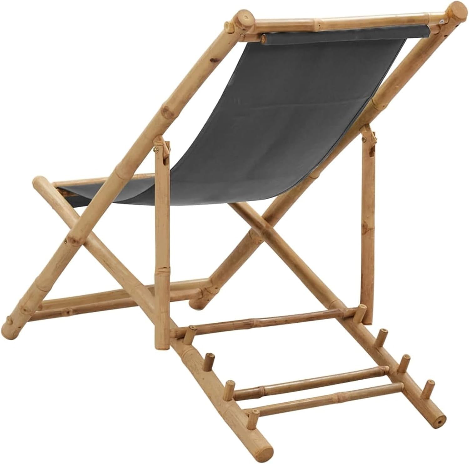 Adjustable Bamboo Deck Chair with Canvas Seat | Weatherproof Outdoor Lounger