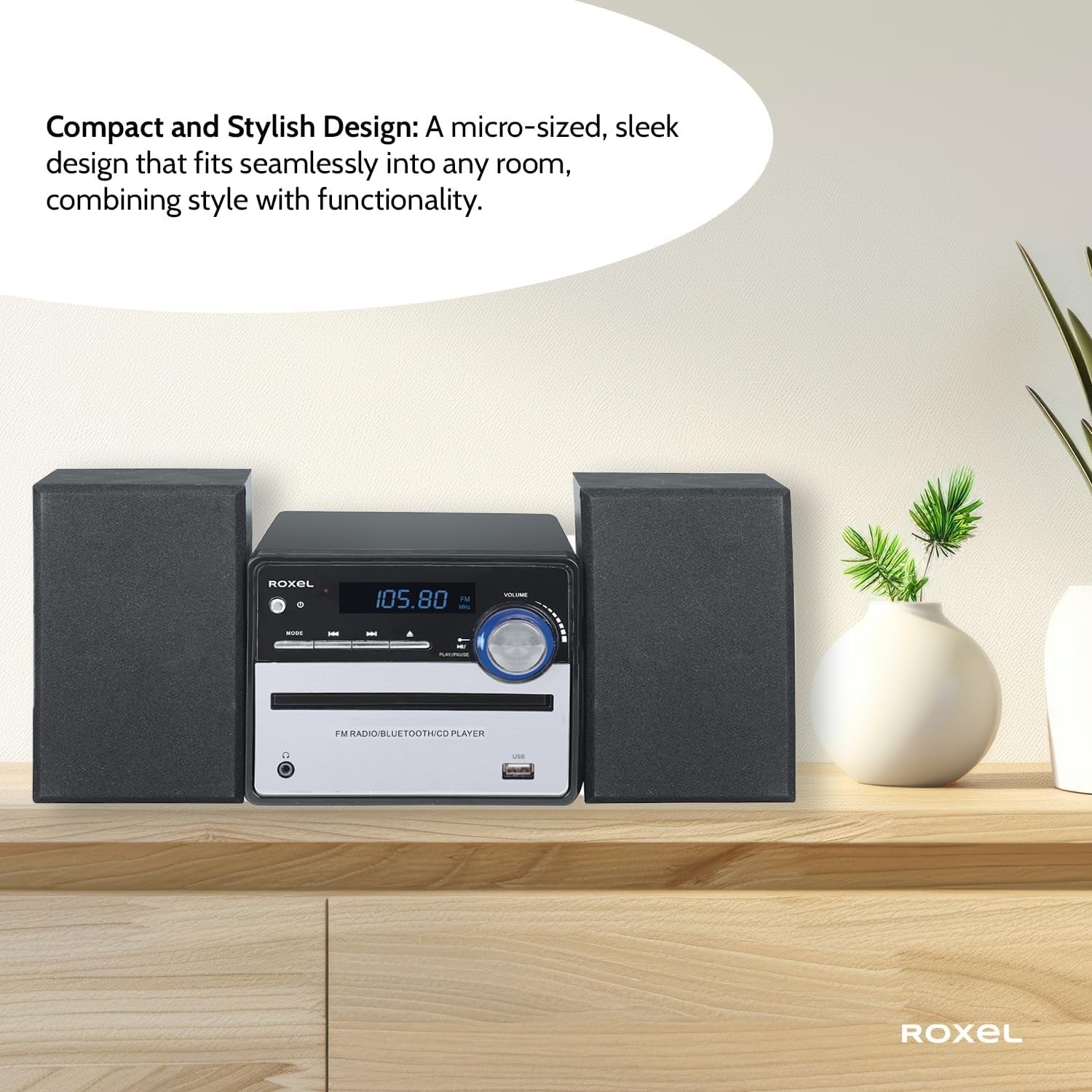 Compact CD Player Bluetooth Hi-Fi Stereo System USB AUX FM Radio Remote Control