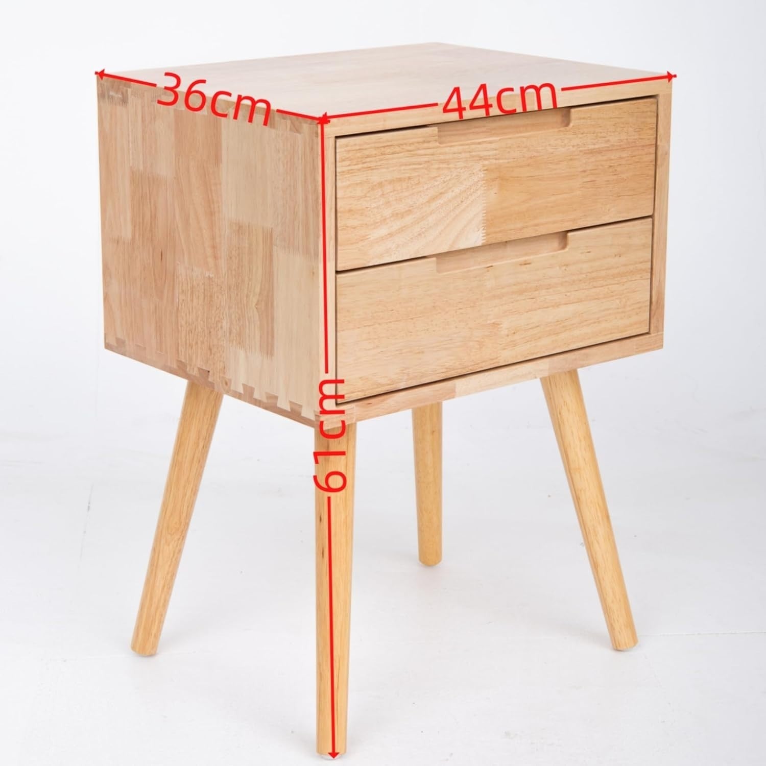 Modern Oak Bedside Table with 2 Drawers Wooden Nightstand Bedroom Storage