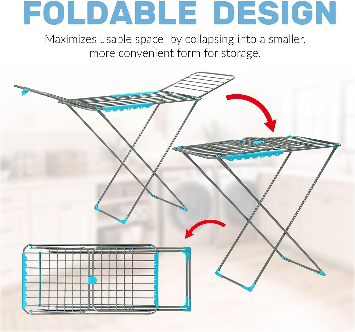 18m Winged Clothes Airer Heavy Duty Folding Laundry Drying Rack Indoor