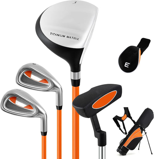 Junior Golf Club Set Right Hand Fairway Irons Putter Stand Bag Kids