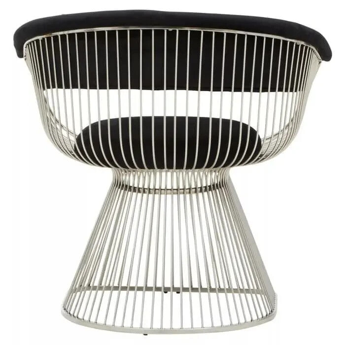Black Velvet Accent Chair Silver Frame Retro Modern Art Deco Lounge