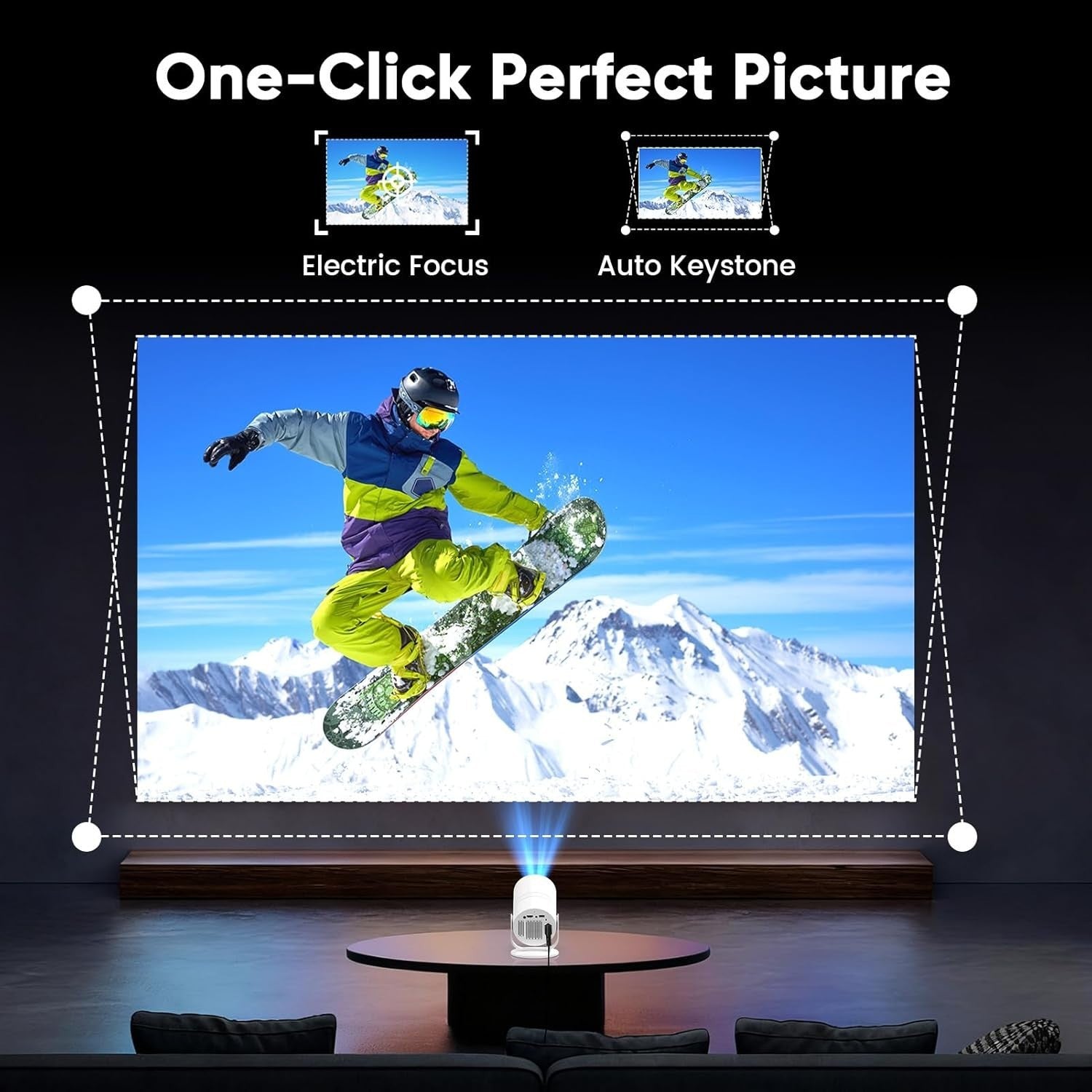 Smart Mini Projector 4K Support Android 11 WiFi Bluetooth 180°