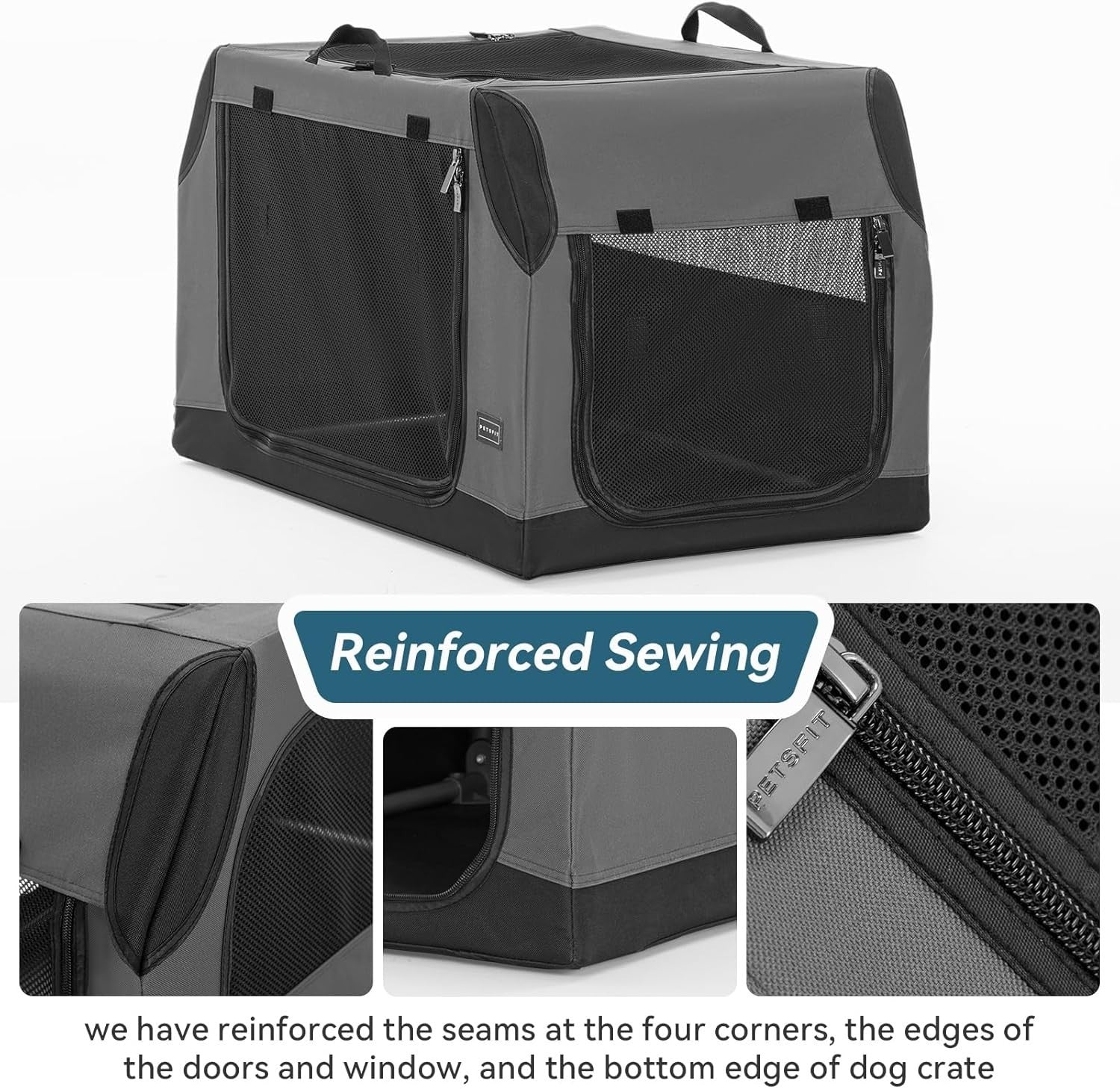 Portable Soft Dog Crate for Small Pets – Collapsible & Travel-Friendly (Grey)