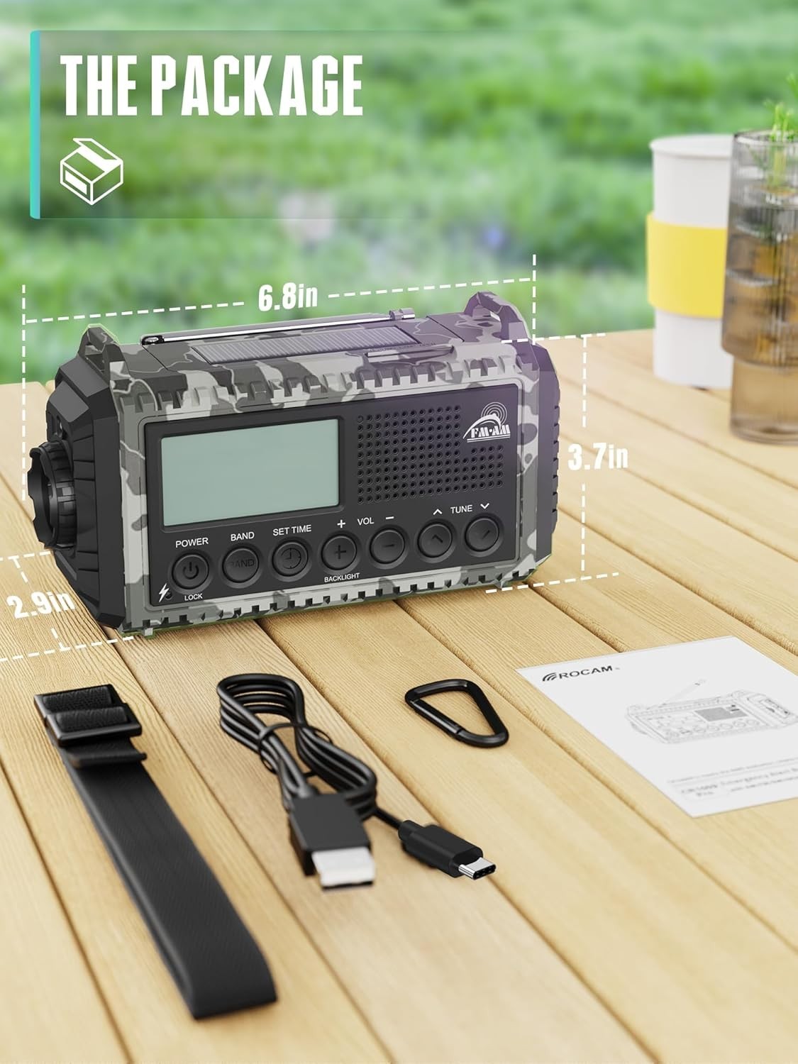 Emergency Solar Radio AM/FM/SW 12000mAh Hand Crank Waterproof Torch
