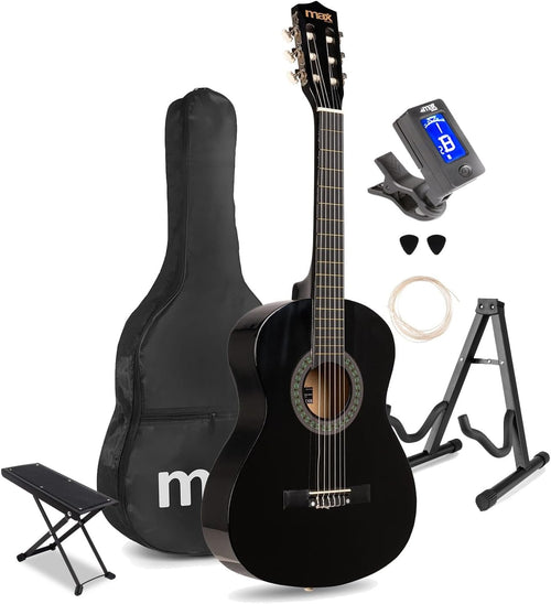 3/4 Junior Acoustic Guitar Starter Kit w/ Stand Stool Bag Black