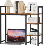 31.9" Desk Hutch Shelf Rustic Brown | 4-Tier Desktop Organizer Rack for Monitor