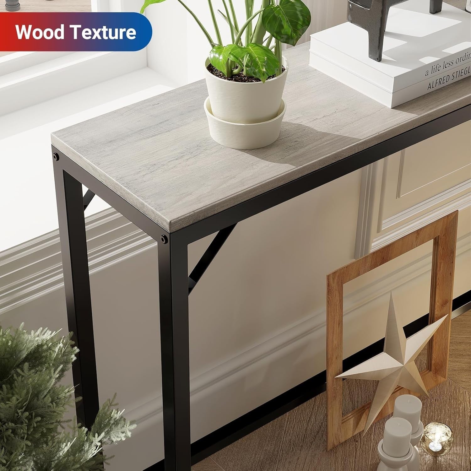 Narrow Console Table with USB-C Charging Station, Compact 100x23x80cm