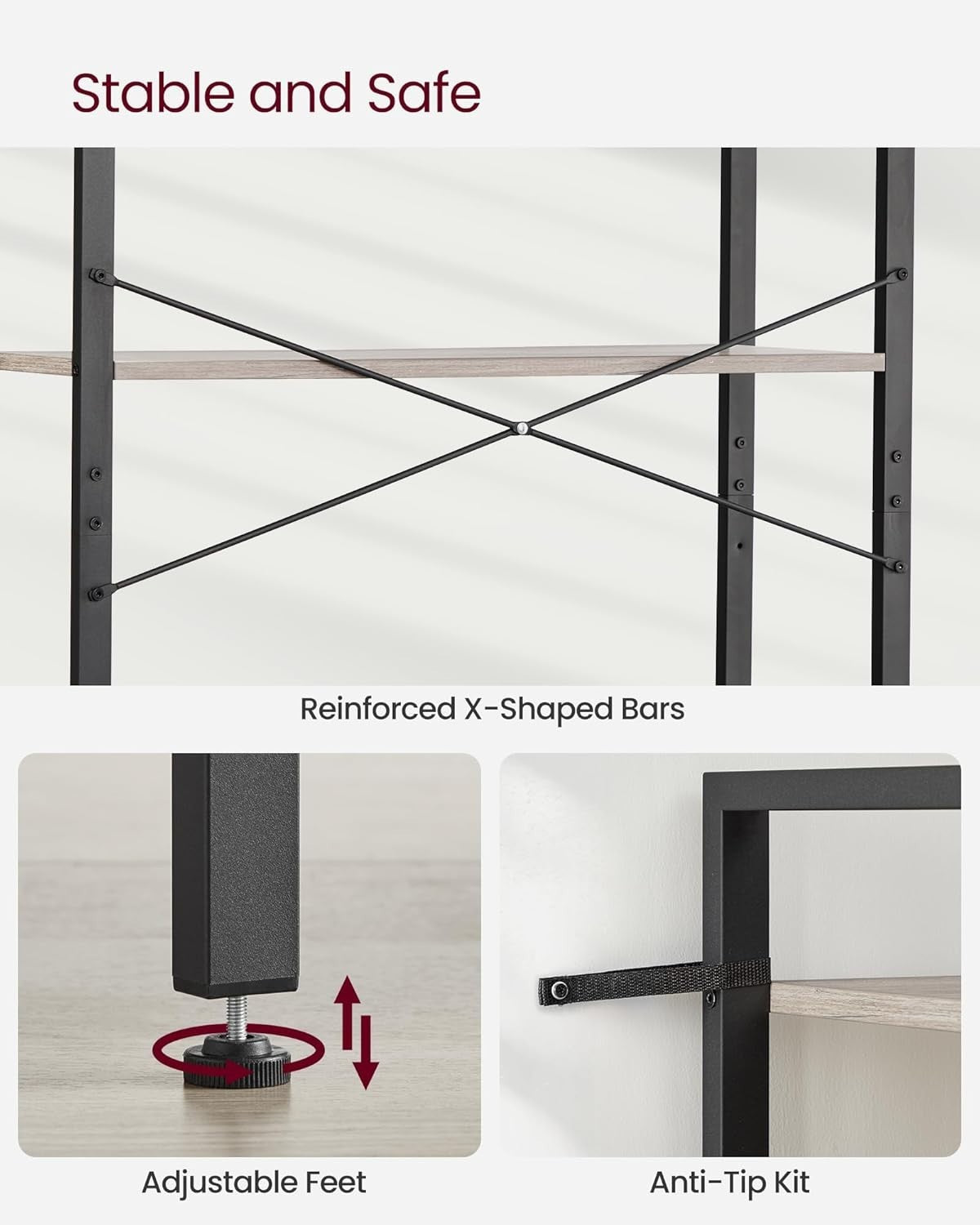 6-Tier Industrial Bookshelf 30x80x186 cm Heavy Duty Storage Unit