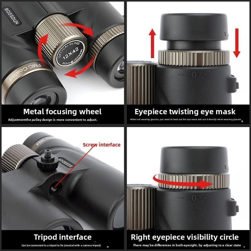 12x42 Waterproof HD Binoculars High Power Wide View for Birdwatching Travel