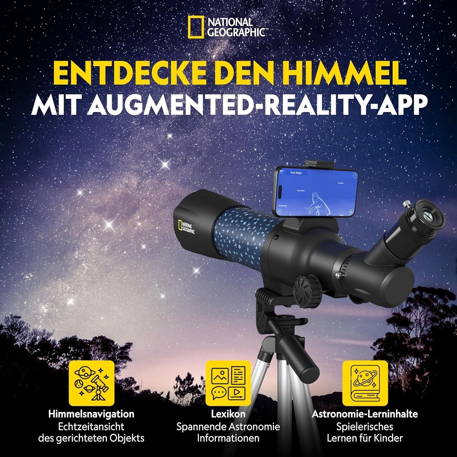 Children's Smart AR Telescope 70mm 20X-300X Astronomy Kit Blue Tripod