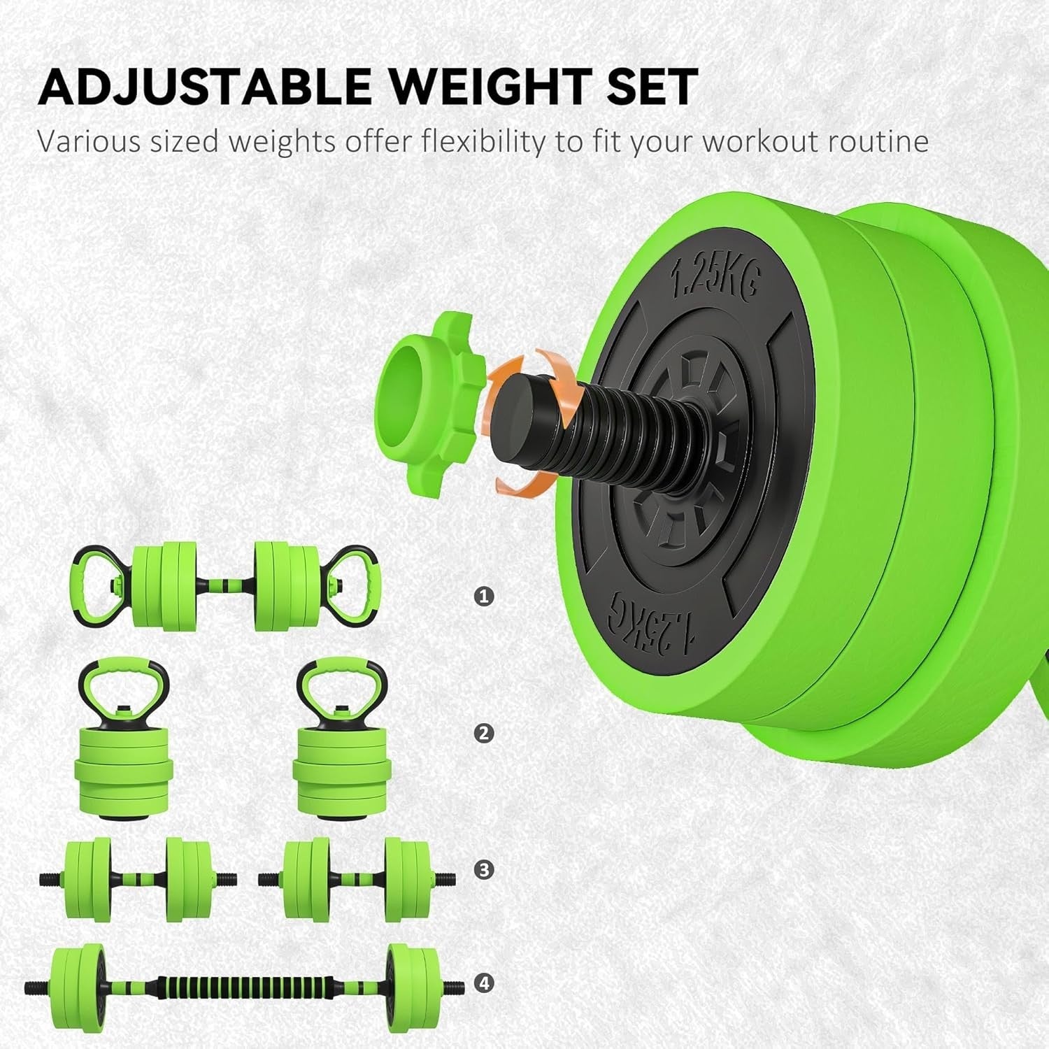 20kg Adjustable 6-in-1 Dumbbell Barbell Kettlebell Home Gym Weights