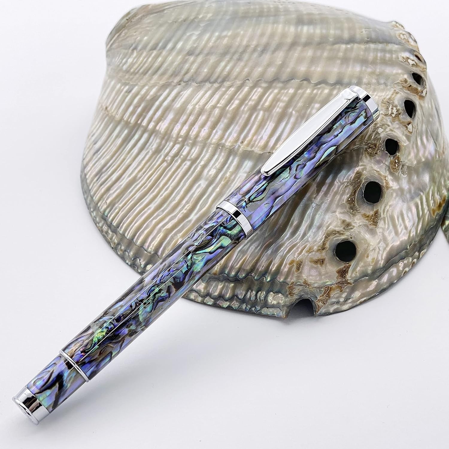 Luxury Blue Abalone Shell Rollerball Pen Gift Set