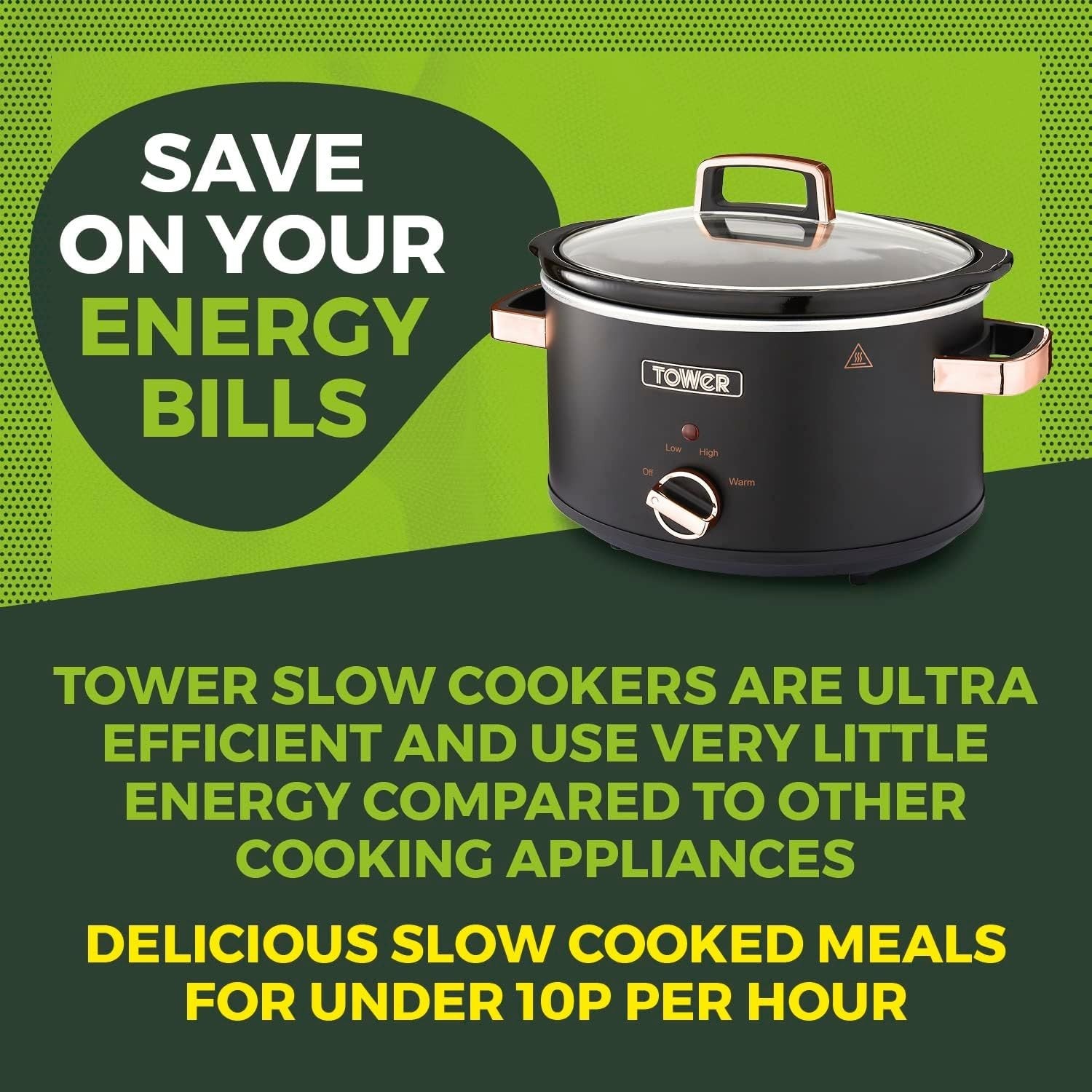 3.5L Slow Cooker with Removable Pot, 3 Heat Settings, Cool Touch Handles