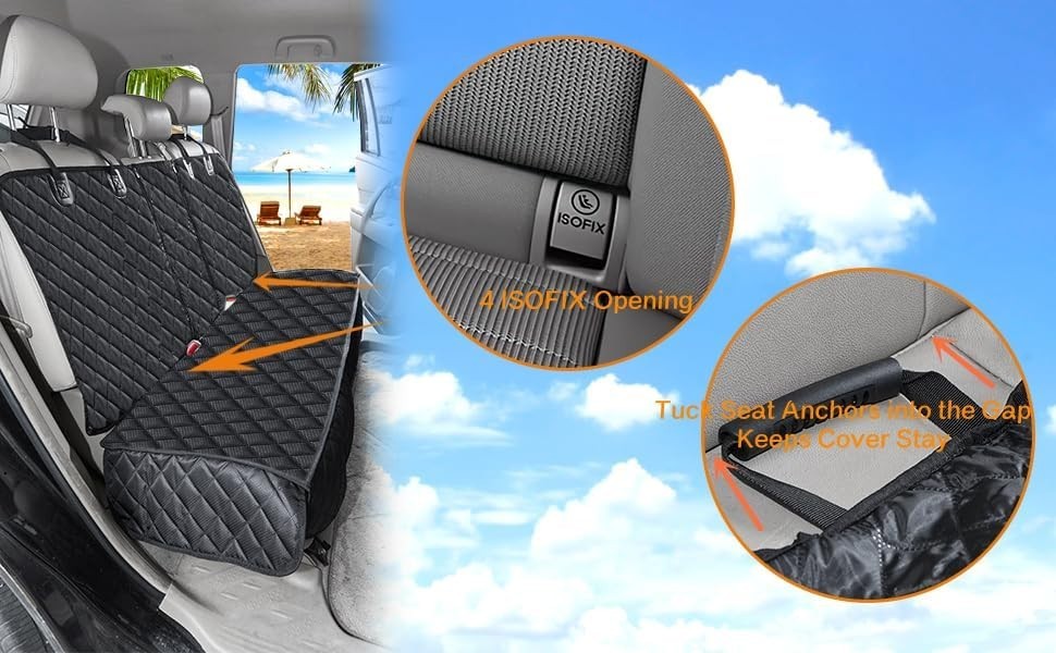 Waterproof Dog Car Seat Cover ISOFIX Rear Seat Protector Non Slip