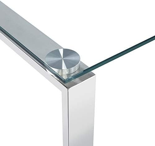 Clear Glass Console Table 120x40cm Chrome Legs Modern Hallway for Living Room