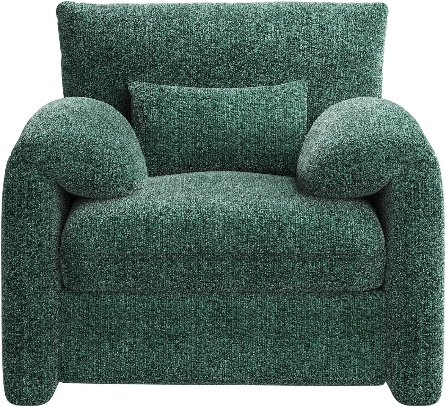 Green Oversized Tub Chair Plush Upholstered Accent Armchair Seating