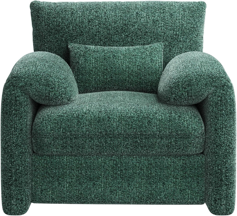 Green Oversized Tub Chair Plush Upholstered Accent Armchair Seating