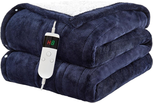 Electric Heated Throw Blanket 10 Heat Settings Sherpa Fleece Auto 130x160cm