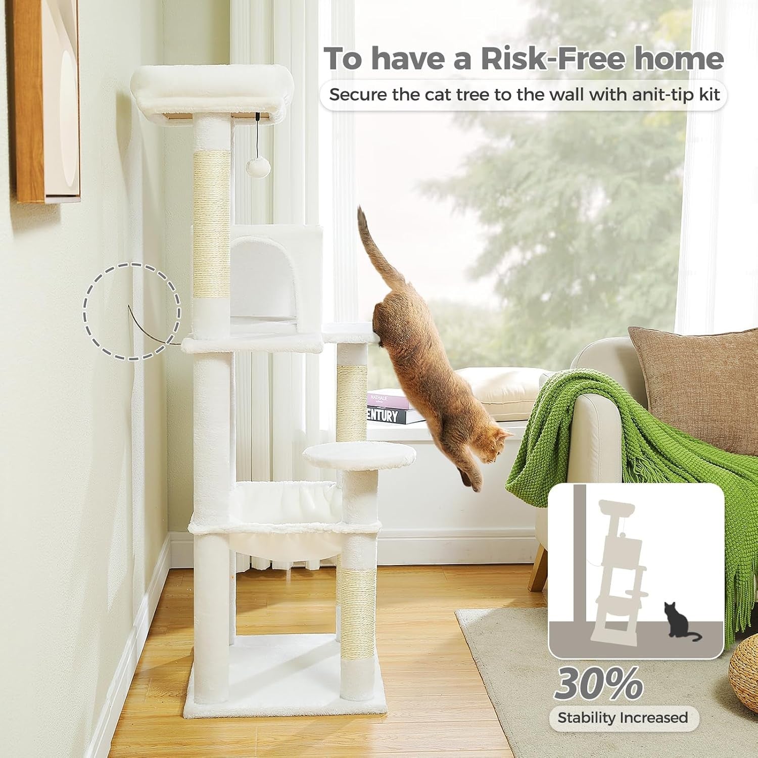 Large Cat Tree Tower 143cm Multi Scratching Posts Hammock Condo