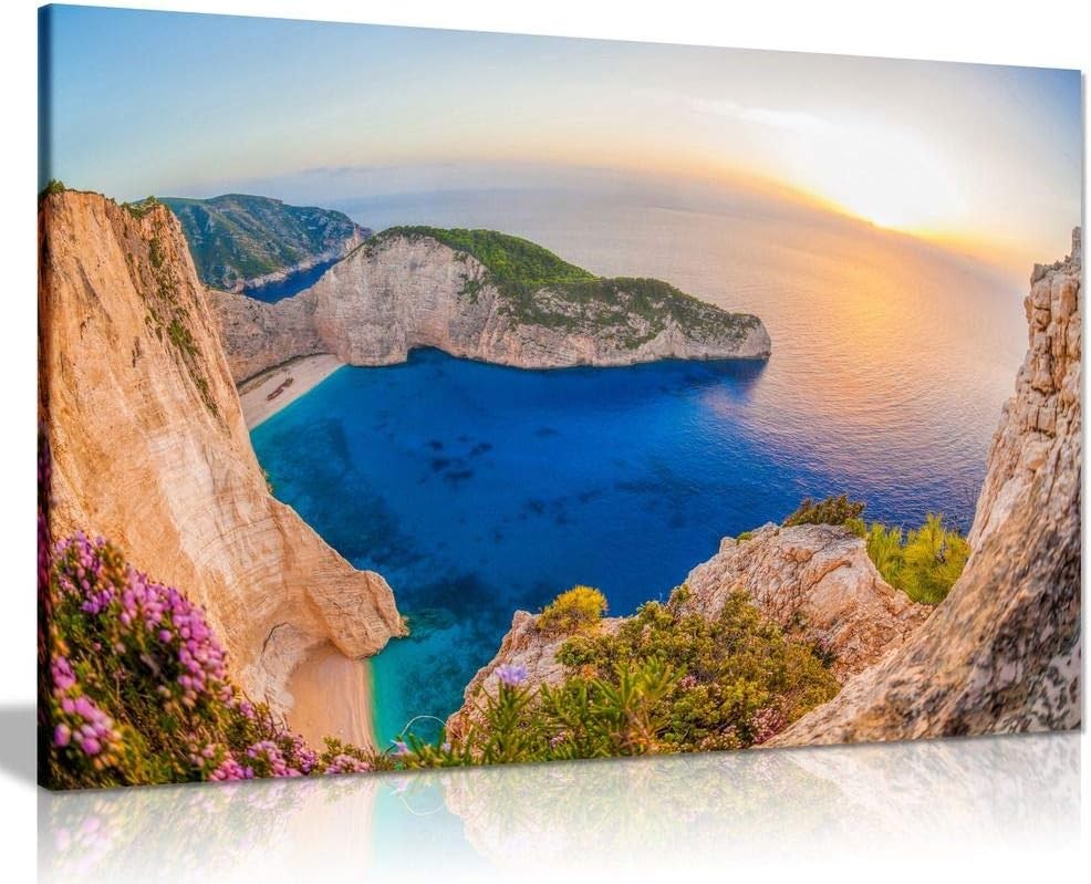 Beach Shipwreck Sunset Canvas Wall Art Coastal Landscape Print Large 30x20