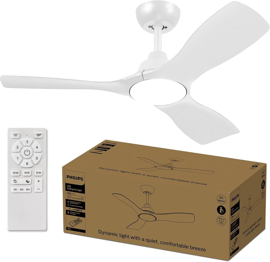 Philips 42" LED Ceiling Fan, 3 Color Temps, Dimming, DC Motor, Remote