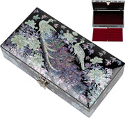 Mother of Pearl Peacock Jewellery Box Handmade Elegant Organizer