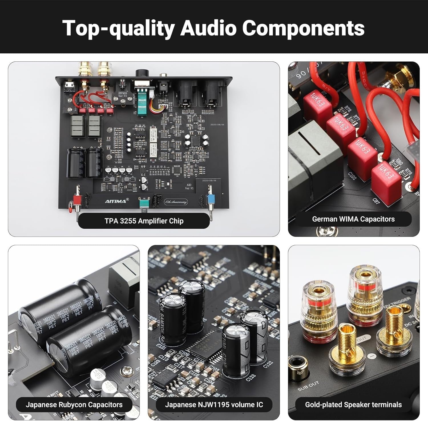 300W Balanced Stereo Amplifier TPA3255 HPF XLR RCA Desktop HiFi