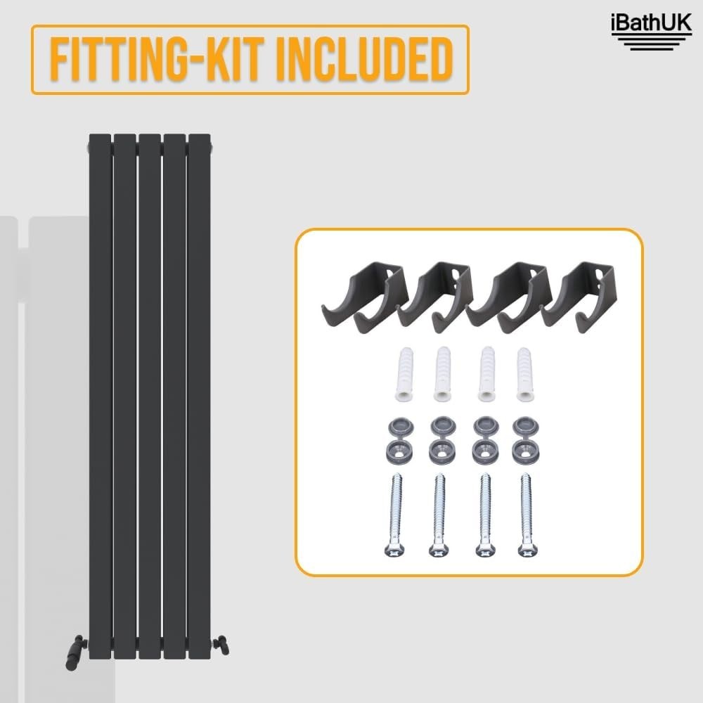 Tall Anthracite Vertical Radiator Slim Double Panel 1600x380mm Bathroom
