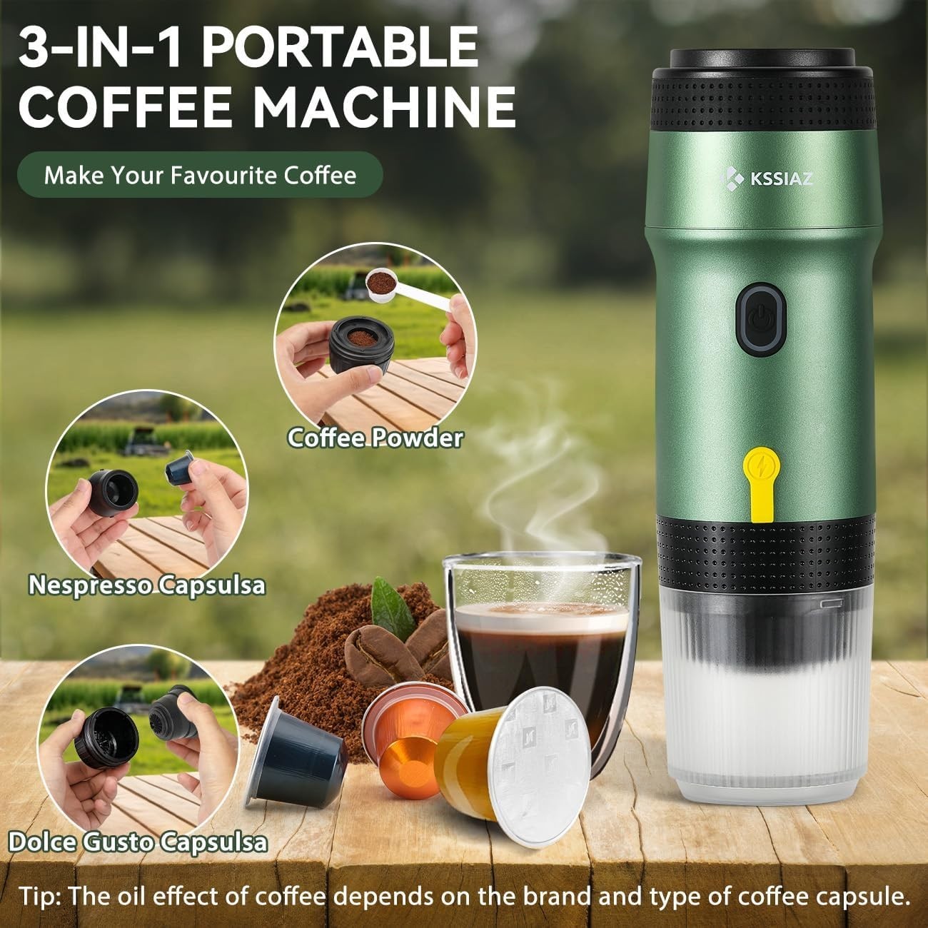 Portable Electric Espresso Maker 20Bar Self-Heating USB-C Travel Mini Machine