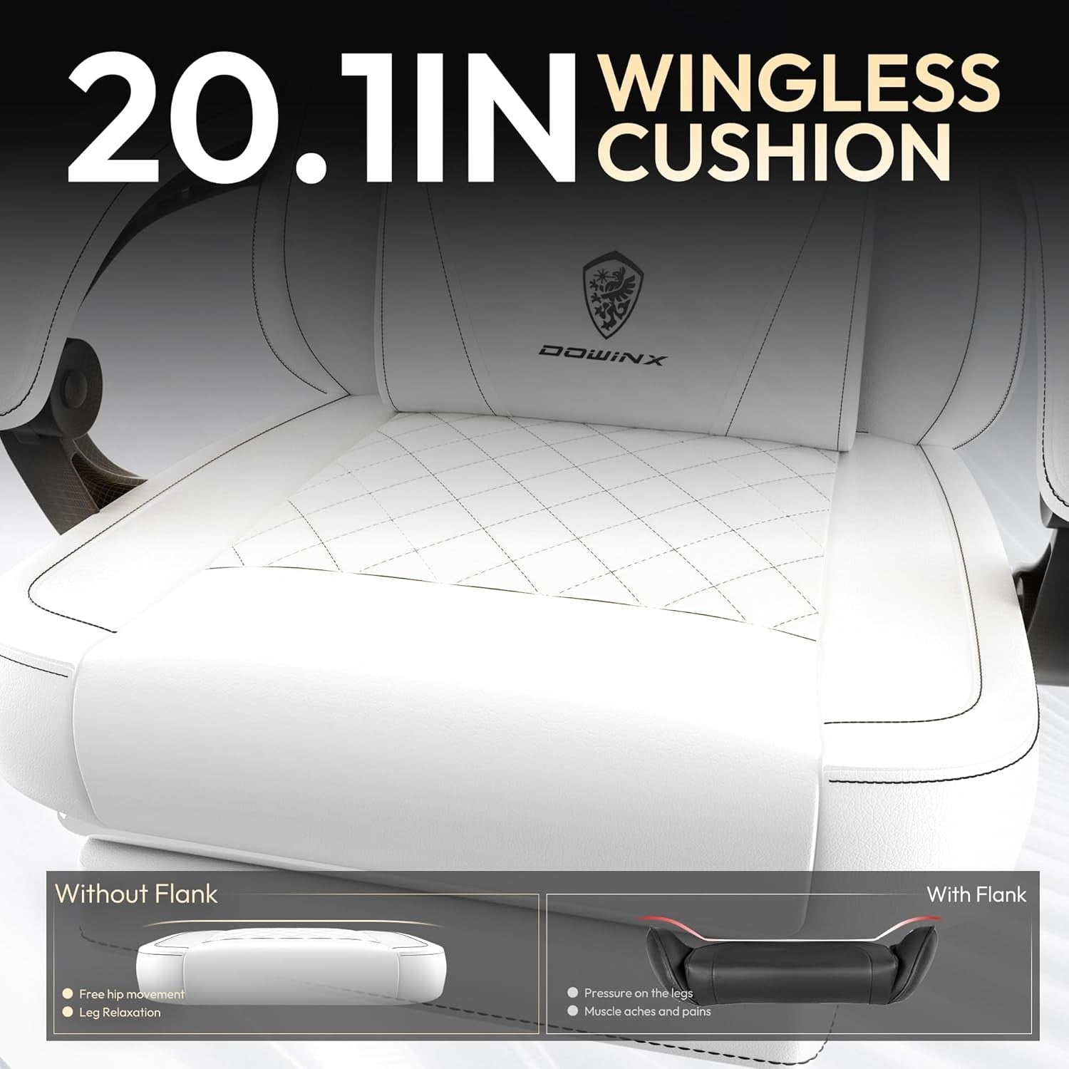 Ergonomic Gaming Chair White Reclining w/ Footrest Massage