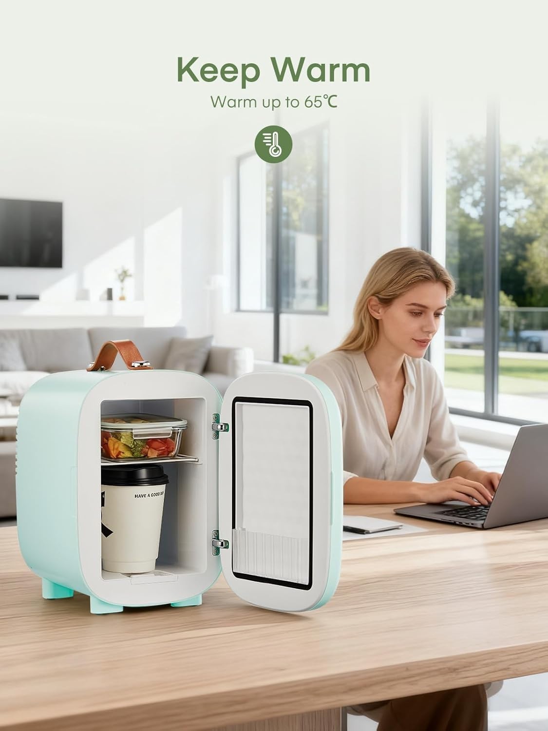 Portable 5L Mini Fridge Small Cooler for Office Bedroom Car Travel Green