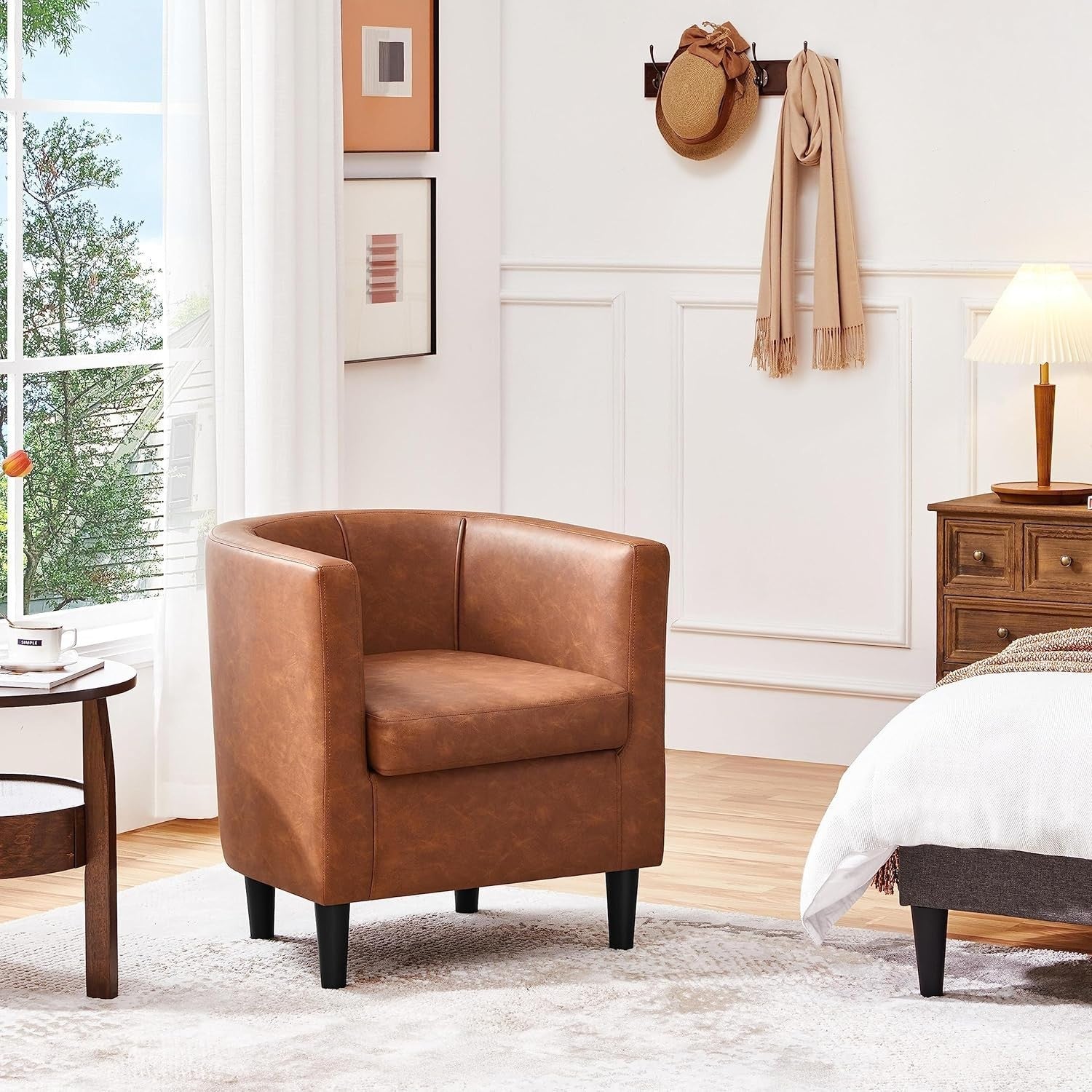 Modern Faux Leather Tub Chair Armchair Accent Sofa Seat Lounge Brown
