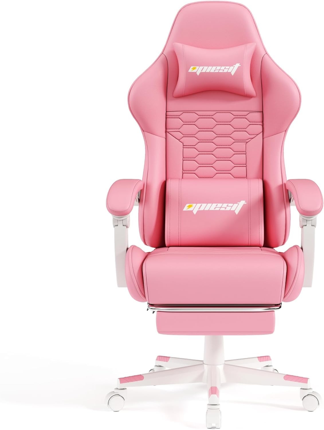 Ergonomic Gaming Chair with Footrest Reclining Pink Swivel