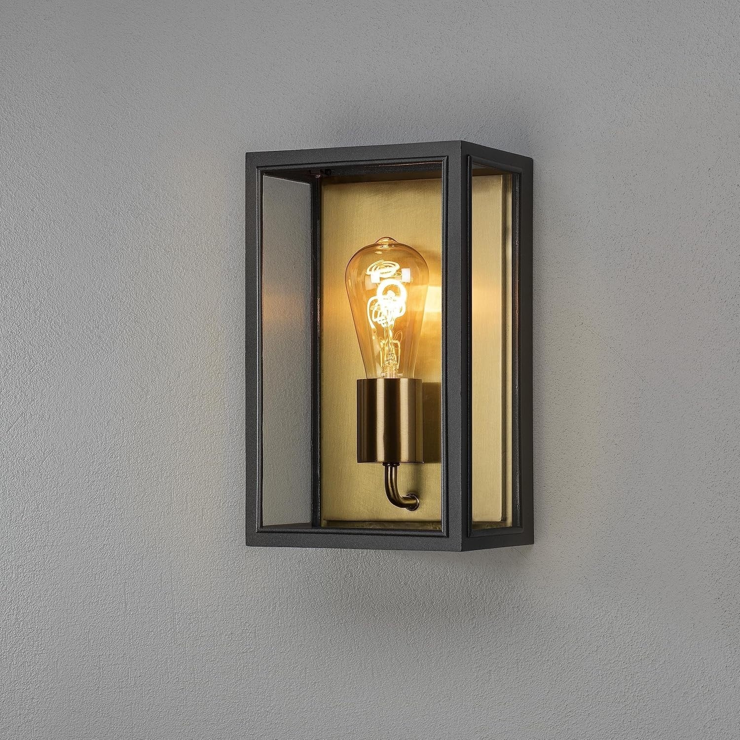 Outdoor Wall Light Black Brass Lantern Modern IP44 Weatherproof Fixture