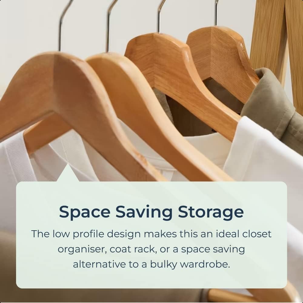 Bamboo Clothes Rack with Shoe Shelf – Foldable & Lightweight
