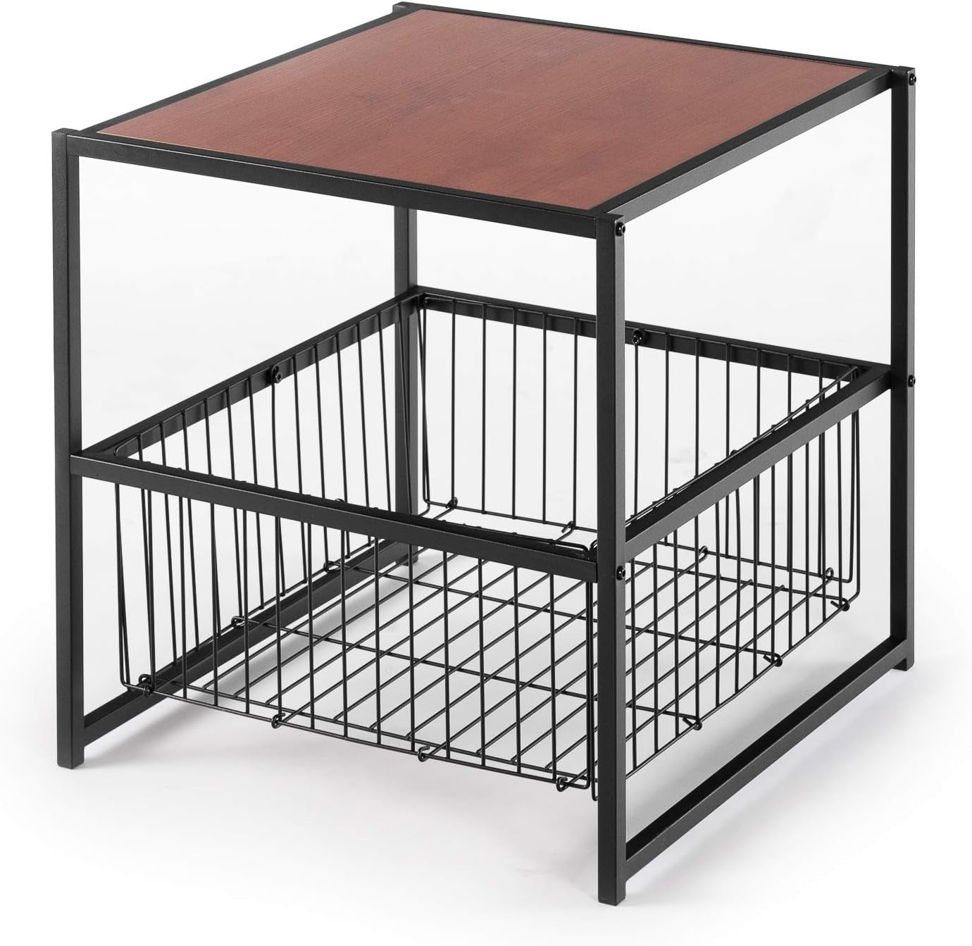 Square Side Table 51x51x51 cm | Nightstand & End Table w/ Shelf