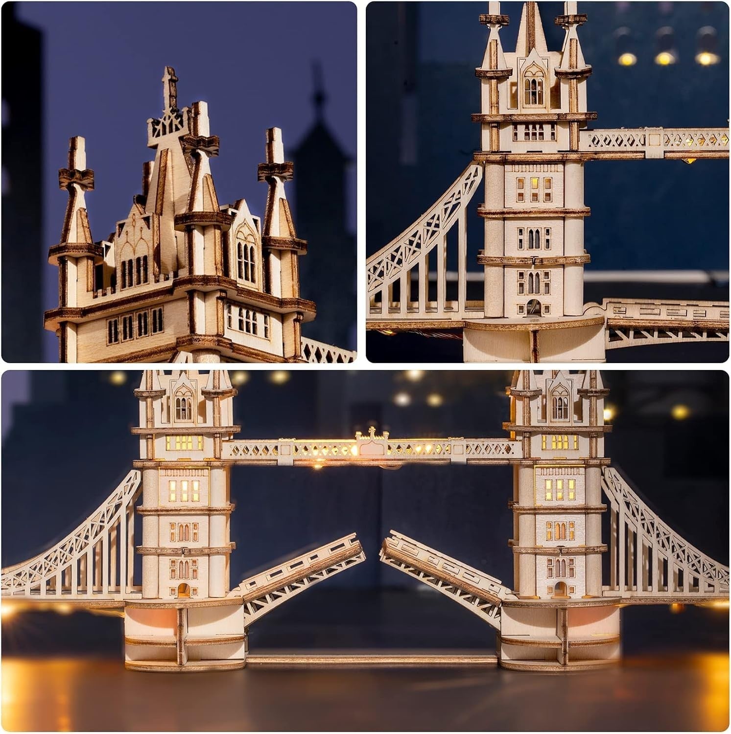 3D Wooden Tower Bridge Puzzle Model Kit – Laser Cut, Easy Assembly