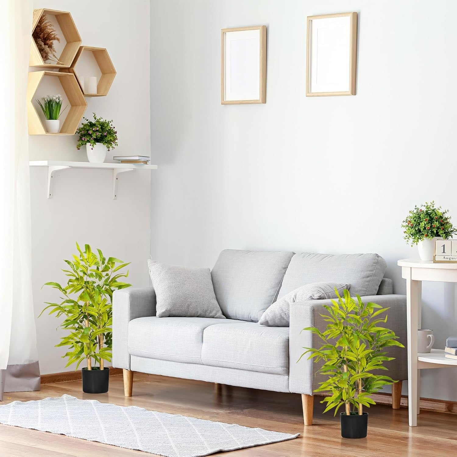 Set of 2 Artificial Bamboo Plants 60cm Fake Indoor Outdoor Decorative Trees