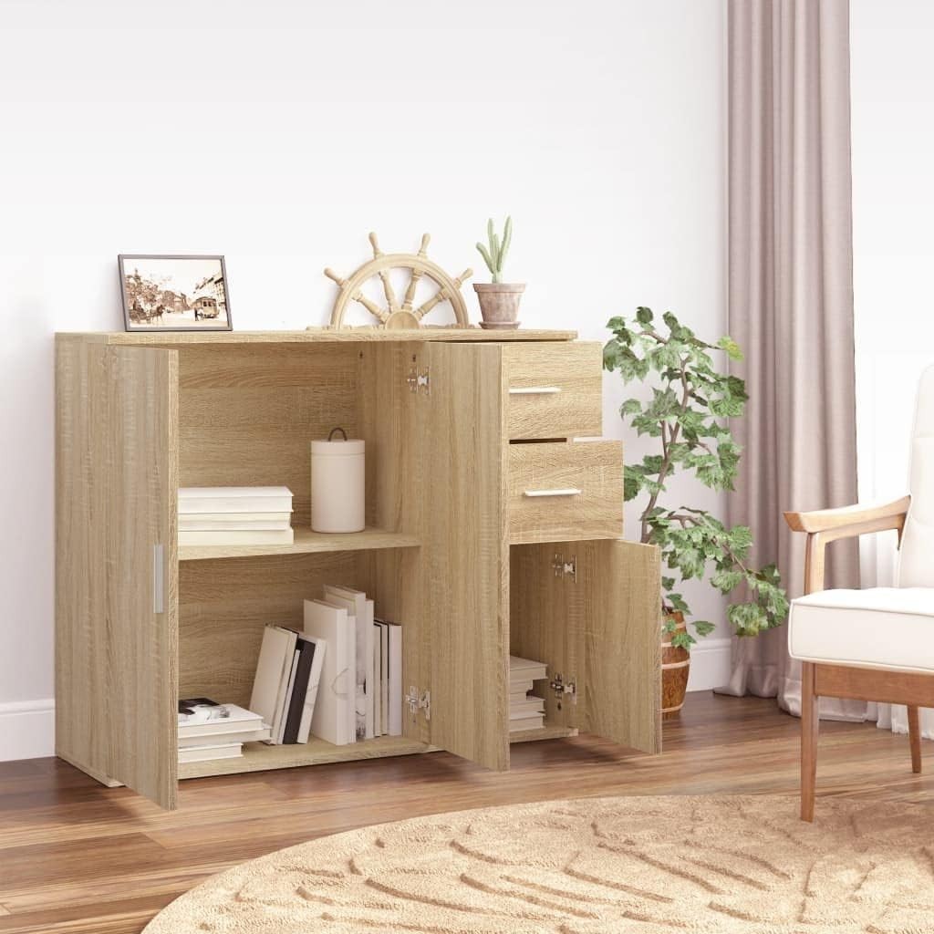 Modern Sonoma Oak Sideboard Storage Cabinet with Spacious Top & 2 Doors