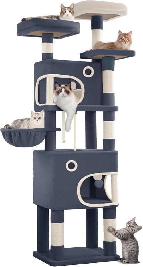 Hzuaneri 180 cm Cat Tree for Indoor Cats, Cat Tower, Multi-Level Cats Condo with