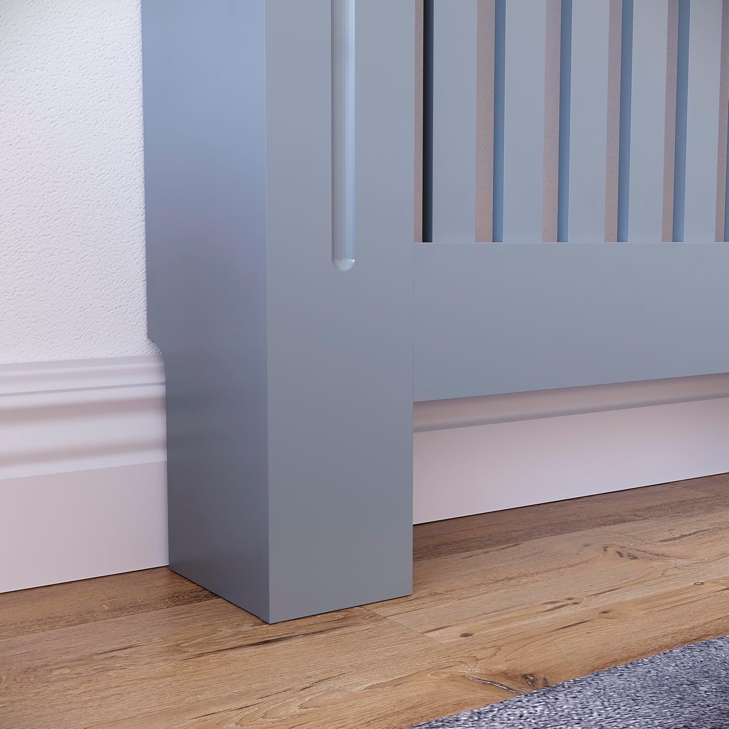 Large Grey Radiator Cover | Modern Slatted MDF Heating Cabinet