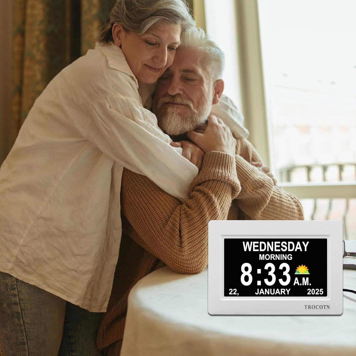 7” Dementia Digital Clock Large Day Display Auto Dimming Elderly