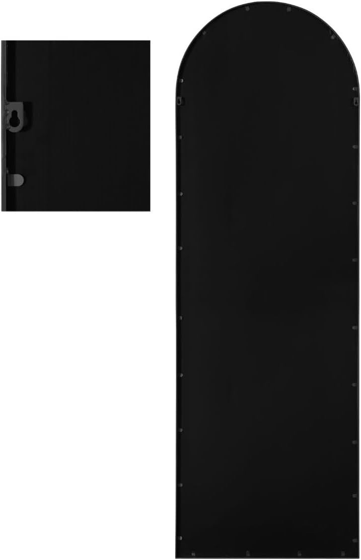 Modern Black Metal Arched Wall Mirror 160x53cm Leaner & Wall Mount
