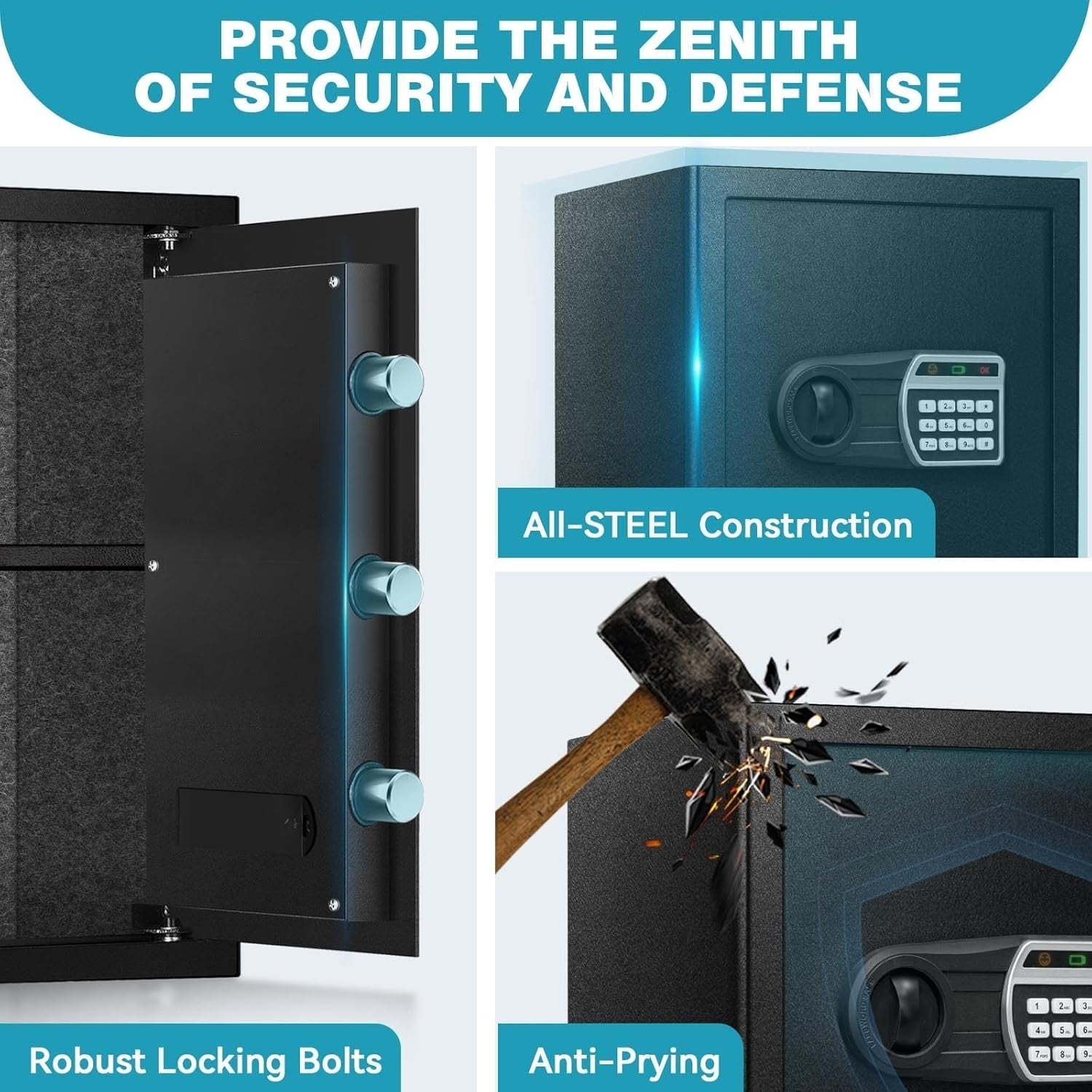 50L Fireproof Safe Box Digital Keypad Security Safe with LED Light